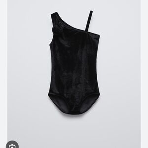 Zara Black Velvet One Shoulder Bodysuit